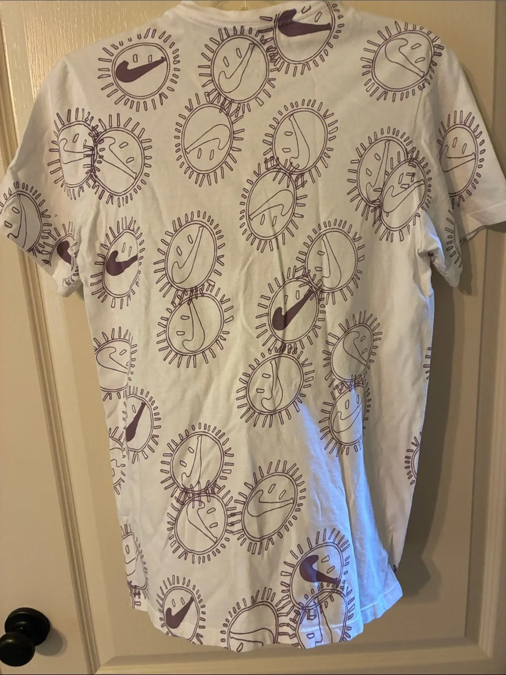 Nike White Tee with Purple Sun Graphics